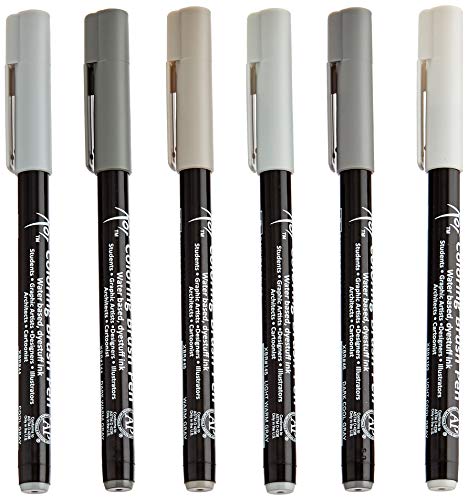 Sakura KOI Coloring Brush Set 6 - Pack de 6 rotuladores, Punta pincel