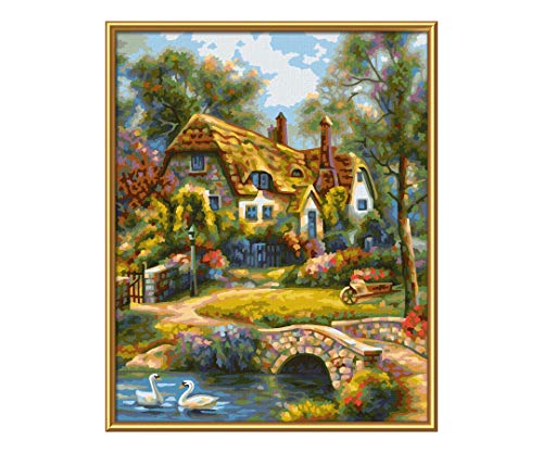 Schipper 609240831 Old English Cottage - Juego de Pintura por números para Adultos, Incluye Pincel y Pinturas acrílicas, 24 x 30 cm