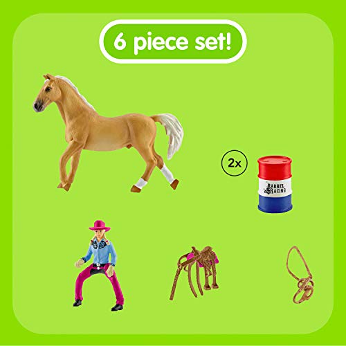 Schleich- Colección Farm World Figuras de Carrera de Obstáculos con Amazona Vaquera, Accesorios y Funciones (41417)