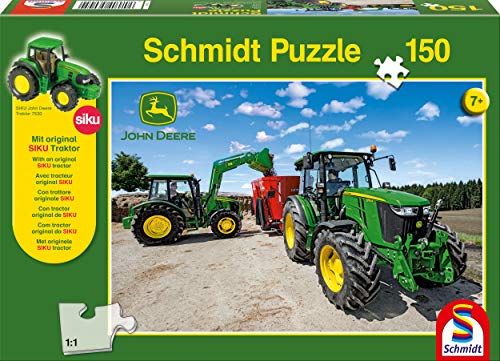 Schmidt Spiele 56045 - John Deere, Tractores de la Serie 5M, 150 Piezas, clásico Puzzle, Tractores Siku