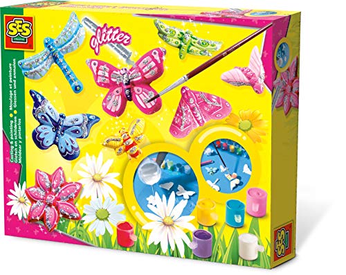 SES- Set de Pintura y Montaje de Mariposa con Brillantina para niños, Multicolor (01131)