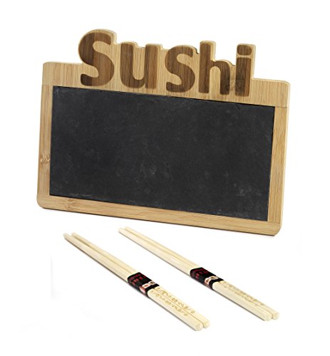 Set Sushi bandeja de piedra Bamboo cm.24,5 x 18 y palillos Caja Regalo BOMBONIERA by Almendras Bomboniere by paben