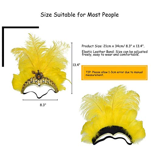 ShiyiUP Tocado de Plumas de Danza del Vientre para Masquerade Amarillo