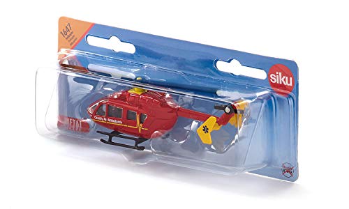 SIKU 1647, Helicóptero de rescate, Metal/Plástico, 1:87, Rojo, Rotores giratorios