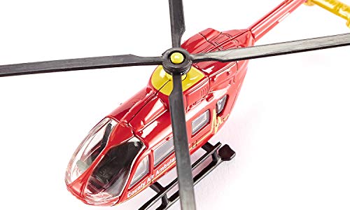 SIKU 1647, Helicóptero de rescate, Metal/Plástico, 1:87, Rojo, Rotores giratorios