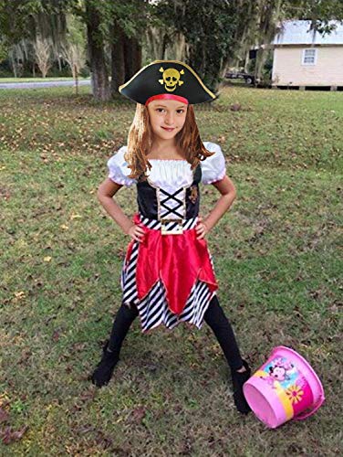 Sincere Party Disfraz de pirata para niñas, princesa bucanera, con sombrero de pirata, talla 5-6 años