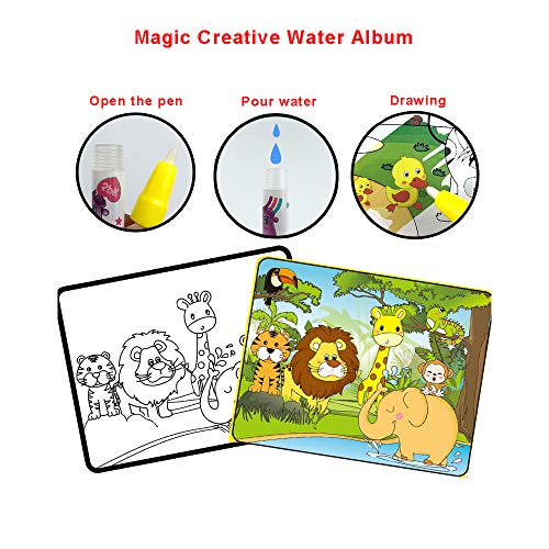 Sipobuy Magic Water Drawing Book Agua Libro para Colorear Doodle con Magic Pen Tablero de Pintura para niños Educación Dibujo Juguete (Letras y números)