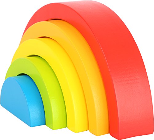 Small Foot 10585 Baby Motor Habilidades Juguetes Rainbow con Cinco Colores y Formas Diferentes, Juego de Agarre Ideal para los Primeros Meses