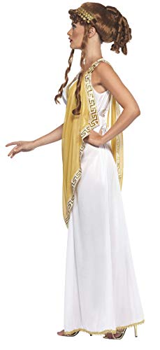 Smiffy's-23024L Miffy Disfraz de Helena de Troya y Dorado, Vestido y Tiara, Color Blanco y Oro, L-EU Tamaño 44-46 (23024L)