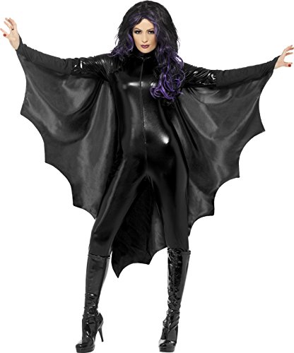Smiffys-23133 Alas de murciélago vampiro, con cuello alto, color negro, Tamaño único (Smiffy's 23133) , color/modelo surtido