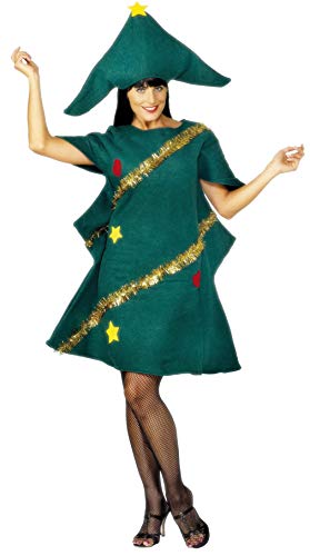 Smiffys-28265 Disfraz de árbol de Navidad, con túnica y Gorro, Color Verde, Tamaño único (Smiffy'S 28265)