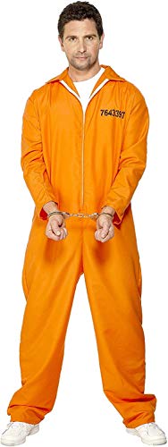 Smiffys-29535L Disfraz de Prisionero huido, con Enterizo, Color Naranja, L-Tamaño 42"-44" (Smiffy'S 29535L)