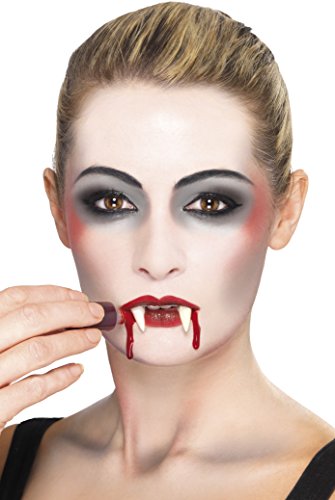 Smiffy'S 37808 Set De Maquillaje De Vampiro Con Colmillos, Esponja, Pintura Para La Cara Y Sangre En Un Tubo, Blanco / Rojo