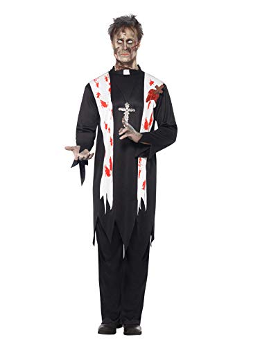 Smiffy's-38878M Halloween Disfraz de Cura Zombi, con Parte de Arriba con Sangre, Herida de látex, Cuello y, Color Negro, M-Tamaño 38"-40" (38878M)
