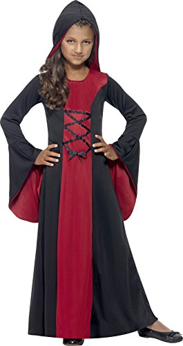 Smiffy'S 43031S Disfraz De Vampiresa Con Vestido Y Capucha Lazada, Rojo / Negro, S - Edad 4-6 Años