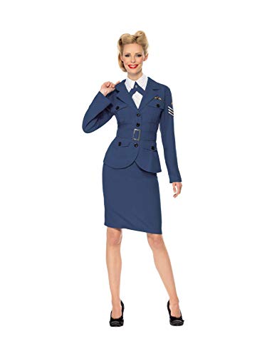 Smiffys Capitana de la Fuerza aérea de la 2ª Guerra Mundial, con chaqueta, camisa postiza con corbata, y cinturón