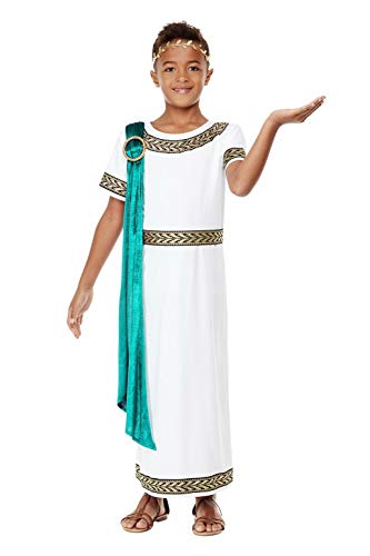 Smiffy's Deluxe Boys Empire Costume Disfraz de Imperio Romano de lujo para niños de Smiffys, color blanco, M-7-9 Years 71014M