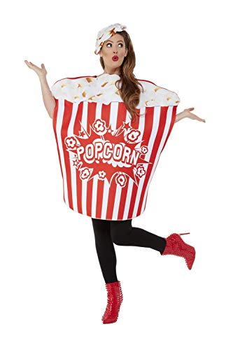 Smiffys Popcorn Costume Disfraz de palomitas de maíz, color rosso, Talla única (55010)