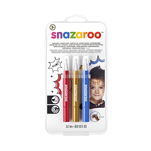 Snazaroo - Set de 3 Rotuladores de Maquillaje "Aventura", color rojo, dorado, azul , color/modelo surtido