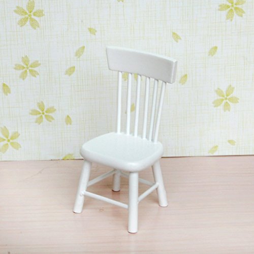 SODIAL(R) 5 piezas Juego de silla mesa modelo Muebles de casa de munecas en miniatura Blanco 1/12