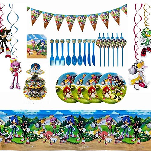 Sonic The Hedgehog Globos Decoración de fiesta, remolinos colgantes suministros de decoración Fiesta temática Decoracion Globos de latex Cumpleaños Decorations Garland Set para Niños
