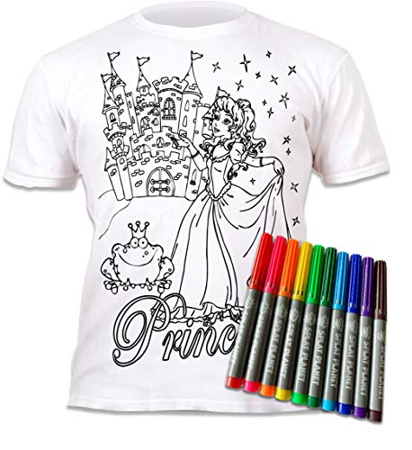 Splat Planet Camiseta de Princesa para Colorear con 10 bolígrafos mágicos Lavables no tóxicos - Camiseta para Colorear y Lavar (9-11 años)