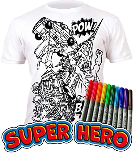 Splat Planet - Camiseta de superhéroe con 10 bolígrafos mágicos Lavables no tóxicos (7-8 años)