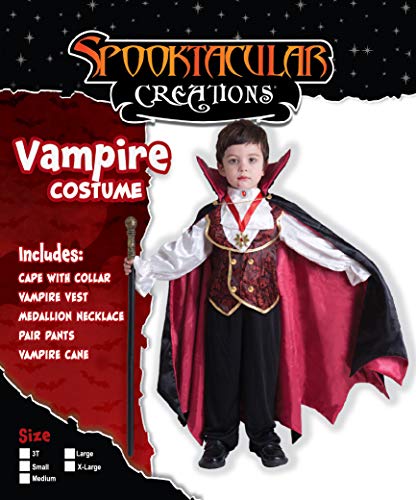 Spooktacular Creations Disfraz de Vampiro gótico de Lujo para niños, Regalos de Fiesta de Halloween, Vestir, Juego de rol y Cosplay (Rojo, Large)