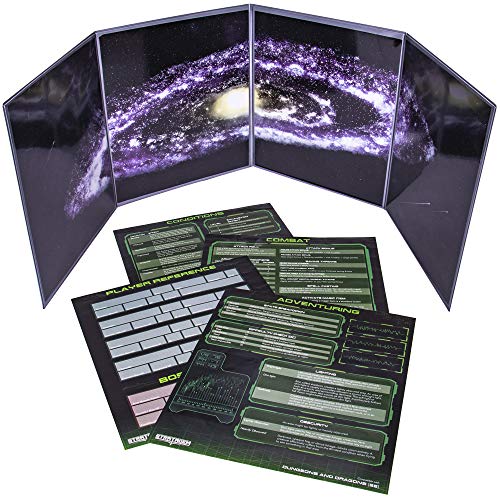 Stratagem The Master's Tome, pantalla GM personalizable de 4 paneles con insertos gratis – borrado en seco, mazmorra y accesorio de juego para campañas RPG de mesa (Sci-fi Silver)