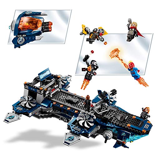 Super Heroes Clas Avengers Helitransporte de los Vengadores Juguete con Iron Man, Thor y la Capitana Marvel, Serie, multicolor (Lego ES 76153)