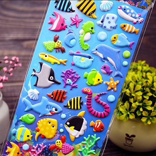 Supvox Pegatinas de espuma de PVC de dibujos animados lindo mar animales pegatinas para DIY Craft Scrapbooking decoración 4 hojas