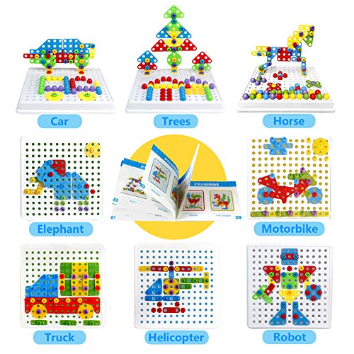 Symiu Mosaico para Niños Rompecabezas 3D Juego de Bloques Construcción para Niños Kit de Mosaico Stem 223 Piezas para Juguete Niños Niña 3 4 5 Años