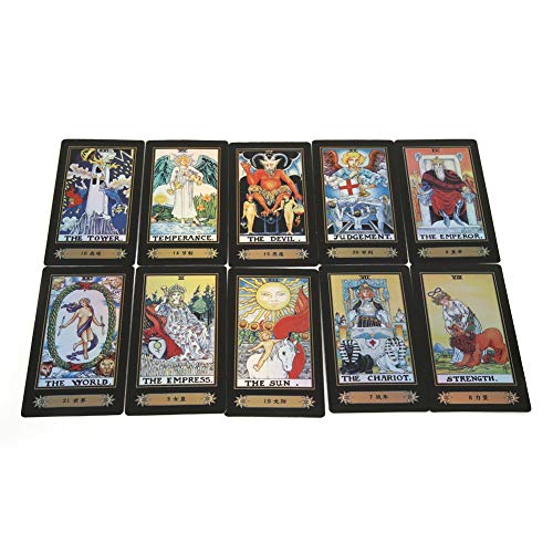 Tarot Cards for Beginner Deck Vintage 78 Tarjetas Rider Waite Future Telling Game en Colorful Box Juego de Mesa (Black)