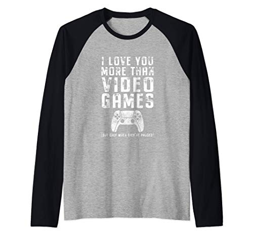 Te Amo Más Que Videojuegos Gamer Regalo De San Valentín Camiseta Manga Raglan