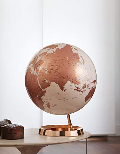 Tecnodidattica - Globo terráqueo Light&Colour Metal Copper | Luminoso Giratorio con cartografía política actualizada | Lámpara de diseño | Diámetro 30 cm