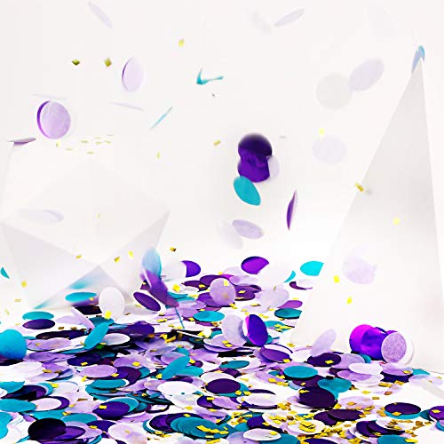 TecUnite Papel de seda redondo - Puntos de confeti de mesa para sirena, fiesta de cumpleaños y decoración, 1.76 oz [2.5 cm] [multicolor]