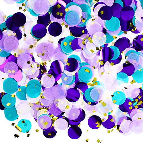 TecUnite Papel de seda redondo - Puntos de confeti de mesa para sirena, fiesta de cumpleaños y decoración, 1.76 oz [2.5 cm] [multicolor]