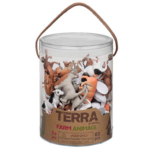 Terra By Battat an6001z juguetes de animales de granja en un tubo (60 piezas). , color/modelo surtido