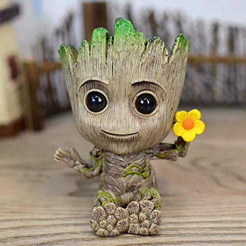 thematys® Baby Groot Maceta - Figura de acción para Plantas y bolígrafos de la película clásica - Perfecto como Regalo - Soy Groot (Flor) 12,5x10x8cm