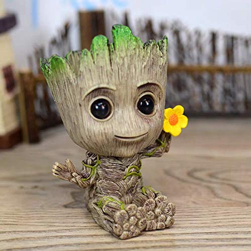 thematys® Baby Groot Maceta - Figura de acción para Plantas y bolígrafos de la película clásica - Perfecto como Regalo - Soy Groot (Flor) 12,5x10x8cm