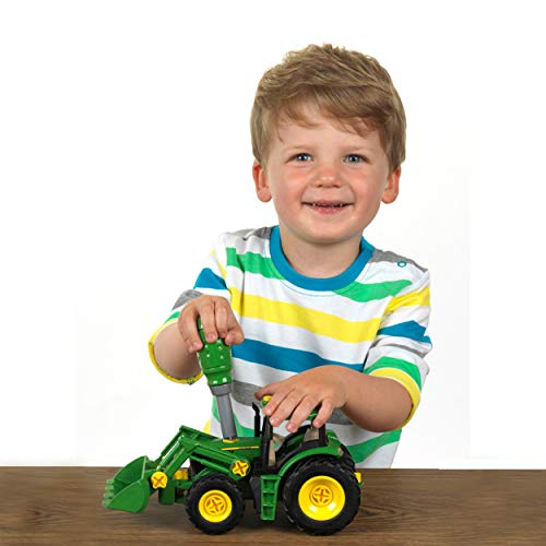 Theo Klein 3903 Tractor John Deere, Con cargador frontal y contrapeso, Desmontable en piezas individuales, Medidas: 24.5 cm x 9.5 cm x 12 cm, Juguete para niños a partir de 3 años