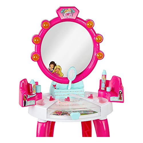 Theo Klein 5328 Salón de belleza Barbie, Con muchos accesorios, como peine, laca y pulverizador de perfume, Medidas 41 cm x 31 cm x 90 cm, Juguete para niños a partir de 3 años