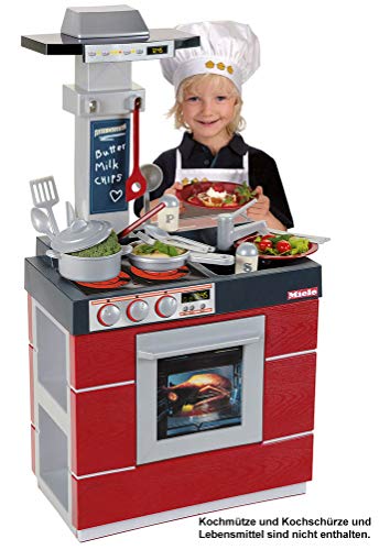 Theo Klein 9044 Cocina Miele Kompakt, Cocina para niños con horno, campana de extracción, fregadero y numerosos accesorios, Se puede utilizar por ambos lados, Medidas: 28 cm x 47 cm x 88,5 cm,