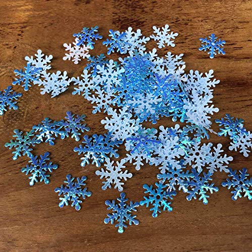 Tingz 600 Piezas de Confeti de Copos de Nieve,Papel de Copo de Nieve Artificial Blanco y Azul en Escamas para Christmas Wonderland Winter Frozen Party Boda Cumpleaños Fiesta Decoraciones Suministros