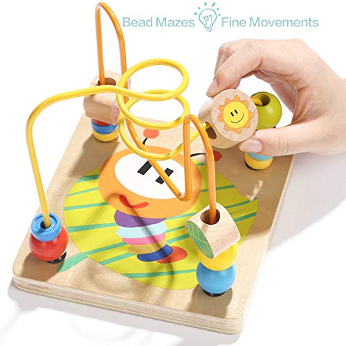 TOP BRIGHT Juego de Juguetes de Bebé de Cubo de Actividades - Regalos para Niños de 1, 2 y 3 Años, Juguetes de Madera Clásica con Bead Maze y Forma para Regalos de Cumpleaños de Bebé