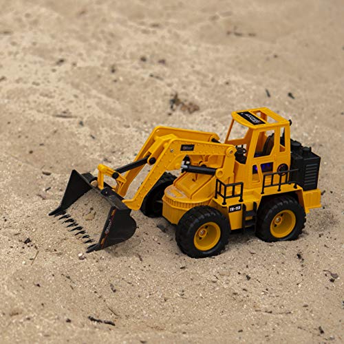Top Race TR-113-Excavadora de Juguete Control Remoto para construcción, Tractor camión, Excavadora, vehículo de 5 Canales, Funciones Completas y controladas por Radio, Color Naranja-Amarillo (TR-113)