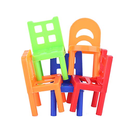 Torre de sillas apilables de 18 piezas, sillas apilables de equilibrio para niños, juego de equilibrio, juguete para fiestas, juegos de mesa de rompecabezas familiares para niños