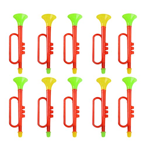 TOYANDONA 10 Piezas de Juguete de Trompeta de Plástico Fiesta de Cumpleaños Fabricantes de Ruido Vítores Prop Trompeta de Juguete para Fiesta de Carnaval (Color Aleatorio)