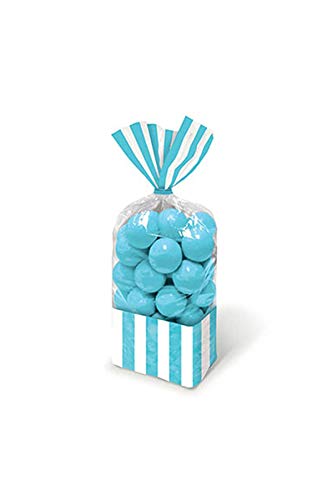ToyCentre Amscan Candy Buffet Striped Party Bags, Caribbean Blue