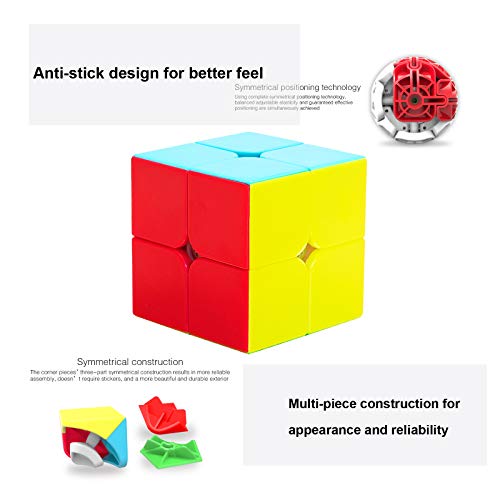 TOYESS Cubo de Velocidad 2x2 Stickerless, Cubo Mágico 2x2x2 Speed Cube, Rompecabezas Puzzle Juguetes para Adulto & Niños
